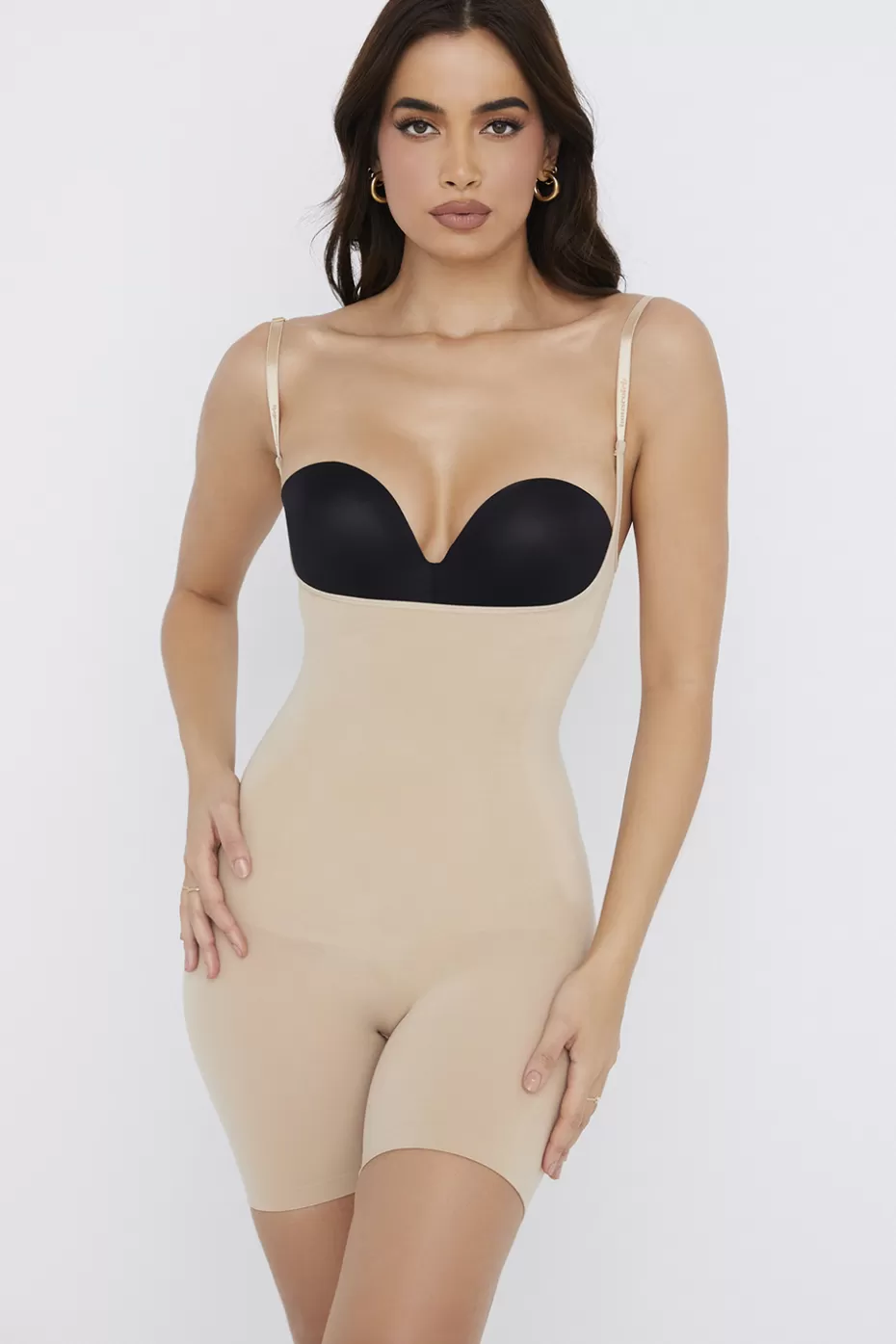 House of CB mid thigh sculpting bodysuit almond cn